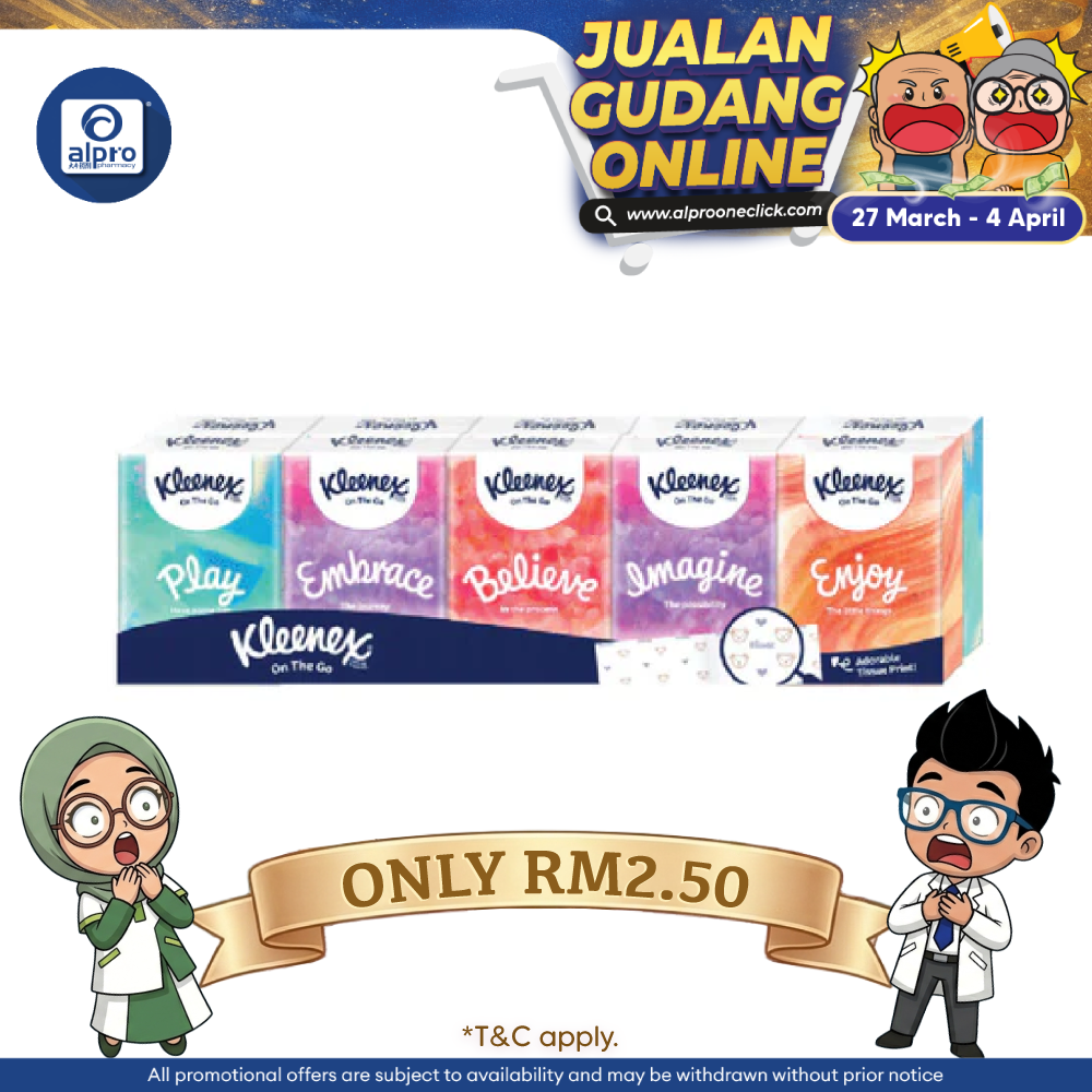 Kleenex Classic Hanky Pack 3ply 9sx10s | Pocket Tissue Alpro Pharmacy