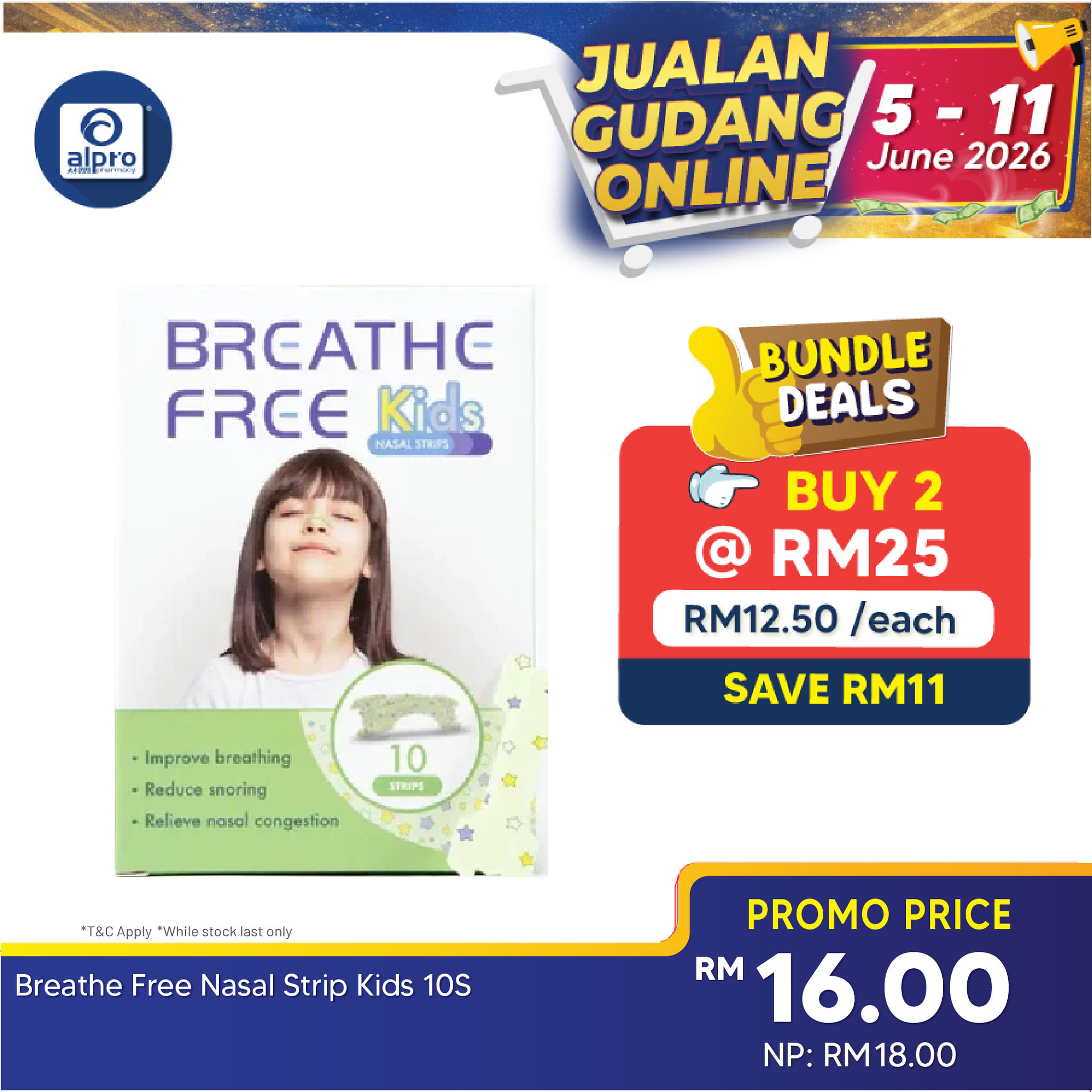 Breathe Free Nasal Strip Kids 10s Breathe