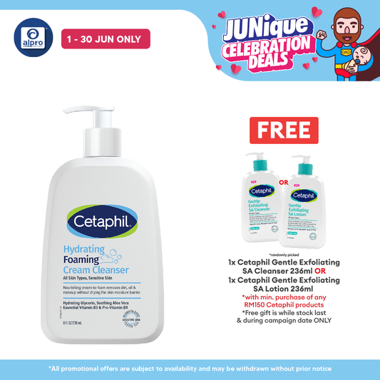 Cetaphil Hydrating Foaming Cream Cleanser 236ml | Hydrates And Soothes The Skin Cetaphil
