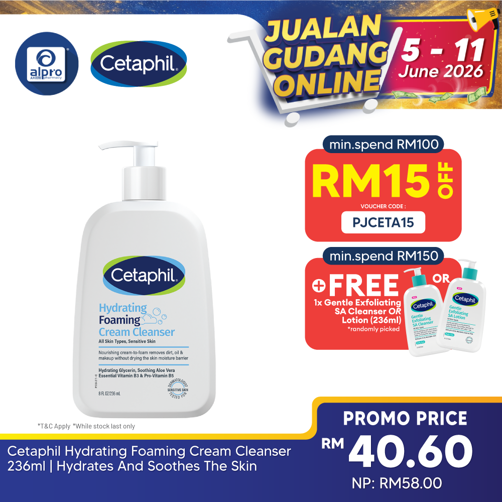 Cetaphil Hydrating Foaming Cream Cleanser 236ml | Hydrates And Soothes The Skin Cetaphil