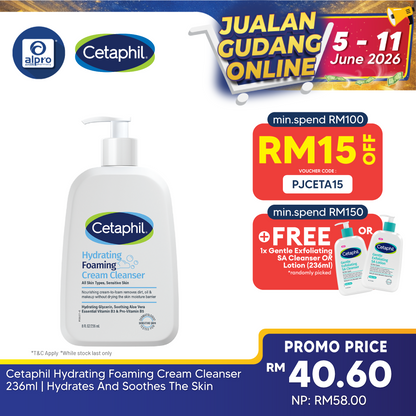 Cetaphil Hydrating Foaming Cream Cleanser 236ml | Hydrates And Soothes The Skin Cetaphil