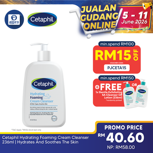 Cetaphil Hydrating Foaming Cream Cleanser 236ml | Hydrates And Soothes The Skin Cetaphil