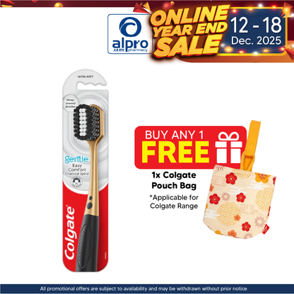 Colgate Easy Comfort Charcoal Spiral Super Soft Toothbrush 1s | Bi-level Design Helps Whiten Teeth COLGATE