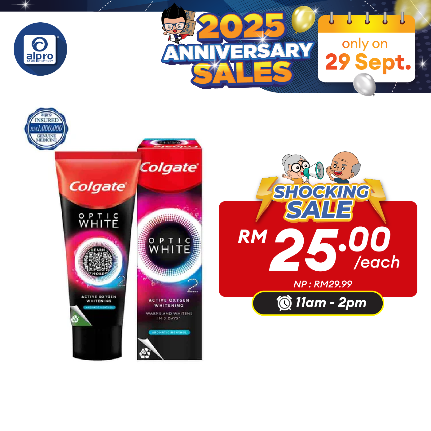 Colgate Optic White O2 Aromatic Menthol 85g | Whiten In 3 Days Alpro Pharmacy