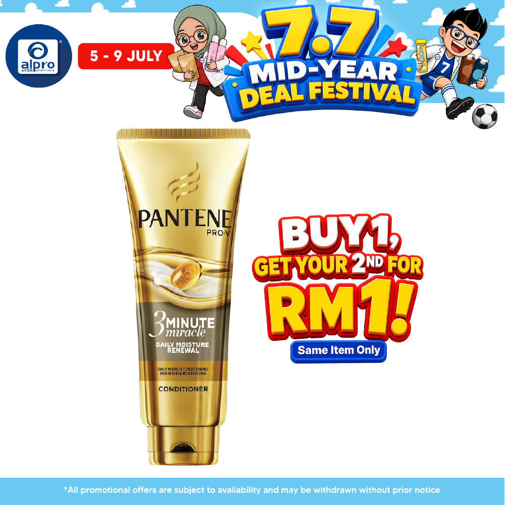 (WS) Pantene 3 Minute Miracle Daily Moisture Renewal  Hair Conditioner 180ml | Up To 97% Less Breakage Pantene