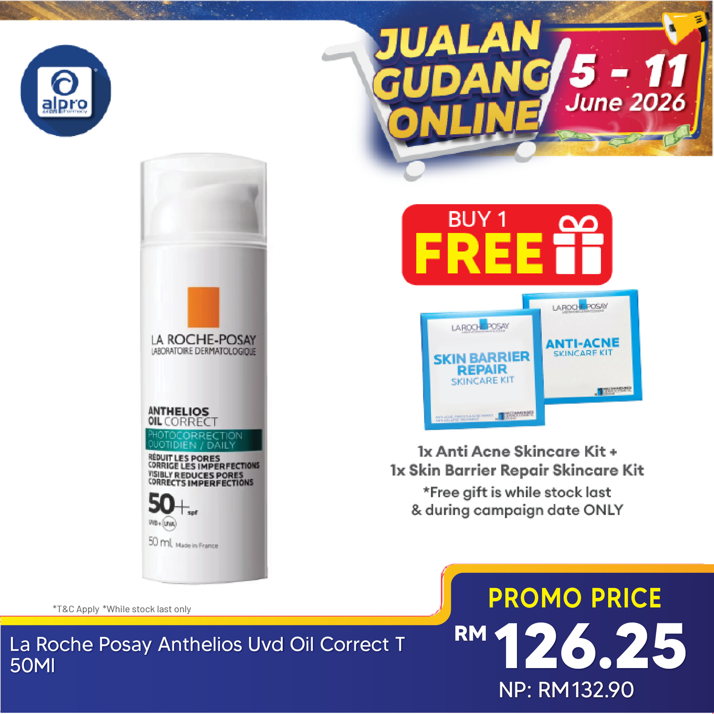 La Roche Posay Anthelios UVD Oil Correct T 50ml | 50+ SPF UVB + UVA La Roche Posay