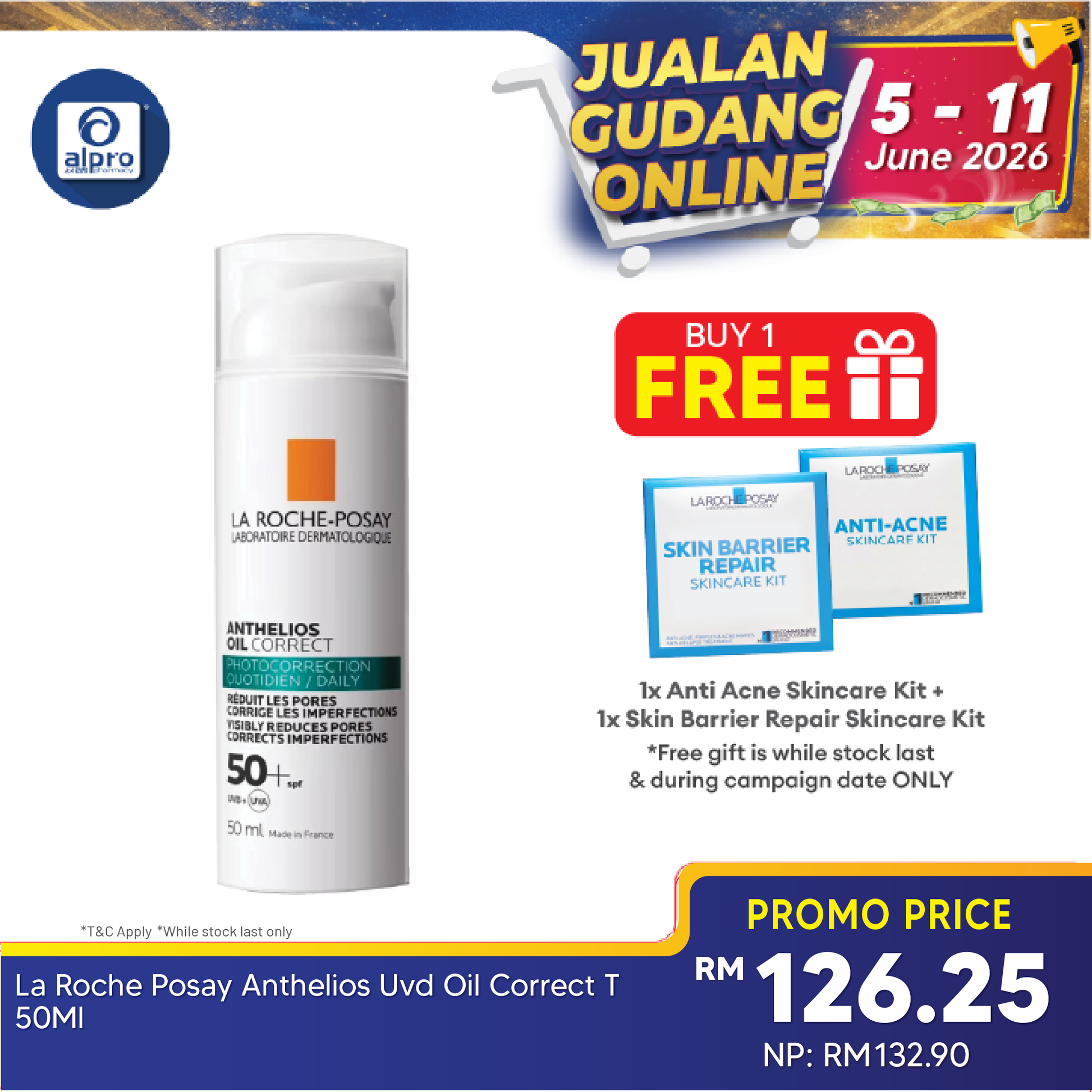 La Roche Posay Anthelios UVD Oil Correct T 50ml | 50+ SPF UVB + UVA La Roche Posay