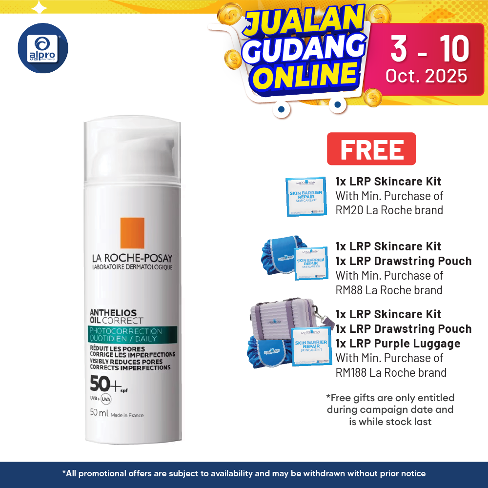 La Roche Posay Anthelios UVD Oil Correct T 50ml | 50+ SPF UVB + UVA Alpro Pharmacy
