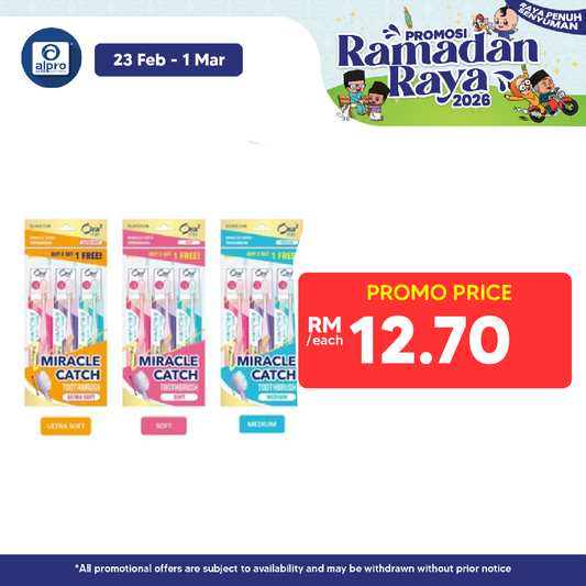 Sunstar Ora2 Me Miracle Catch Toothbrush Compact Head Value Pack 3S (Medium, Soft, Ultrasoft) Sunstar