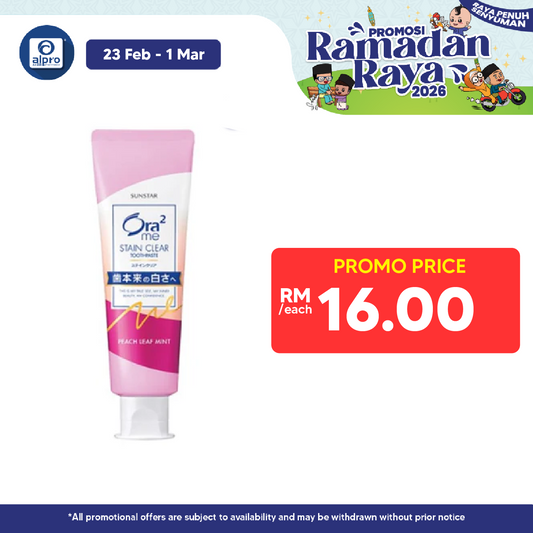 Sunstar Ora2 Me Stain Clear Dental Paste Peach Leaf Mint 140g Sunstar