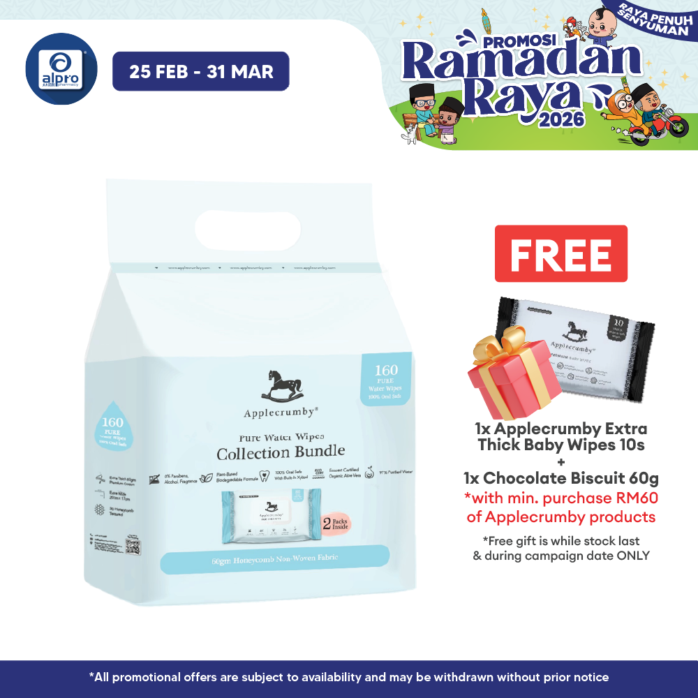 Applecrumby Premium Pure Water Wipes 2x80s Applecrumby