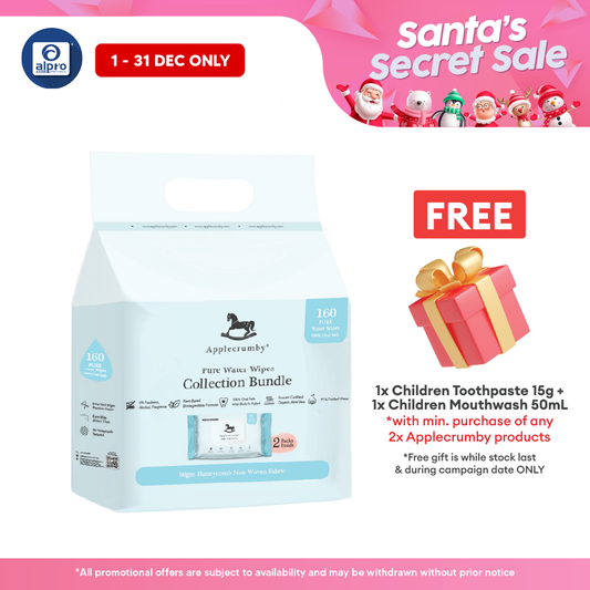 Applecrumby Premium Pure Water Wipes 2x80s Applecrumby