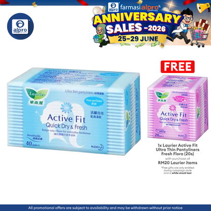 Laurier Pantiliner Active Fit Np 40s Alpro Pharmacy