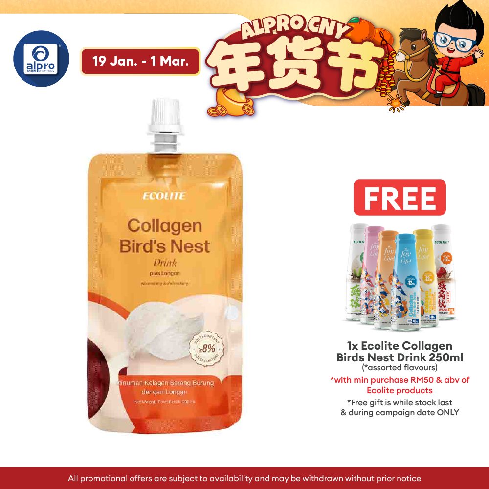 Ecolite Collagen Bird's Nest Drink 200ml | Lychee & Rose Syrup / Longan