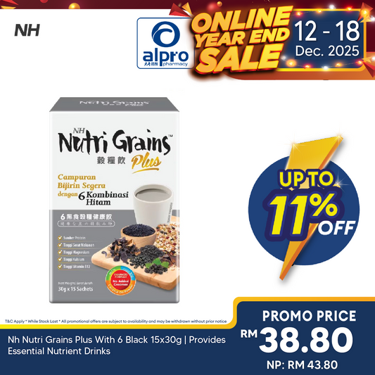 Nh Nutri Grains Plus With 6 Black 15x30g | Provides Essential Nutrient Drinks Alpro Pharmacy
