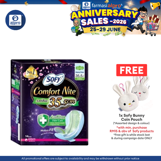 Sofy Body Fit Nite Anti Bacterial 35.5cm 14s Sofy