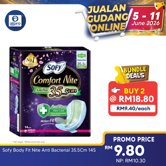 Sofy Body Fit Nite Anti Bacterial 35.5cm 14s Sofy