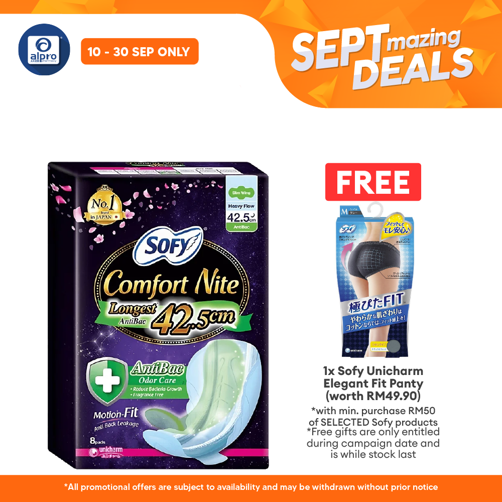Sofy Body Fit Nite Anti Bacterial 42.5cm 8s Alpro Pharmacy