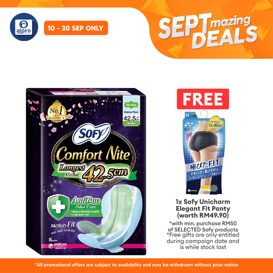 Sofy Body Fit Nite Anti Bacterial 42.5cm 8s Alpro Pharmacy