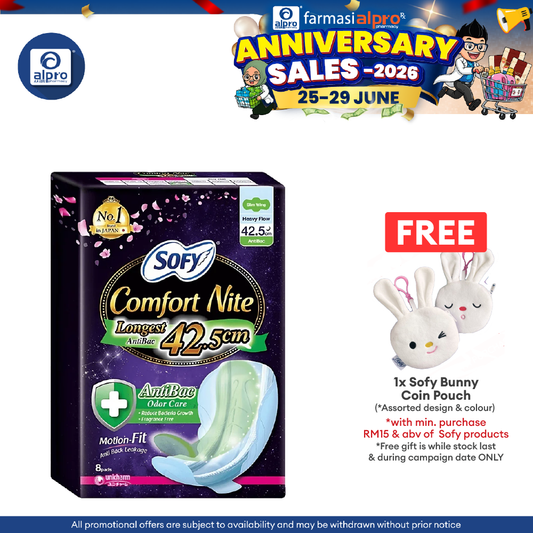 Sofy Body Fit Nite Anti Bacterial 42.5cm 8s Sofy