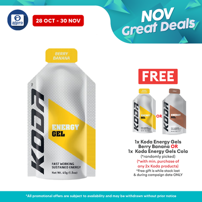 Koda Energy Gels 45g 1s (Various Flavour) | Sports Energy Gel Koda