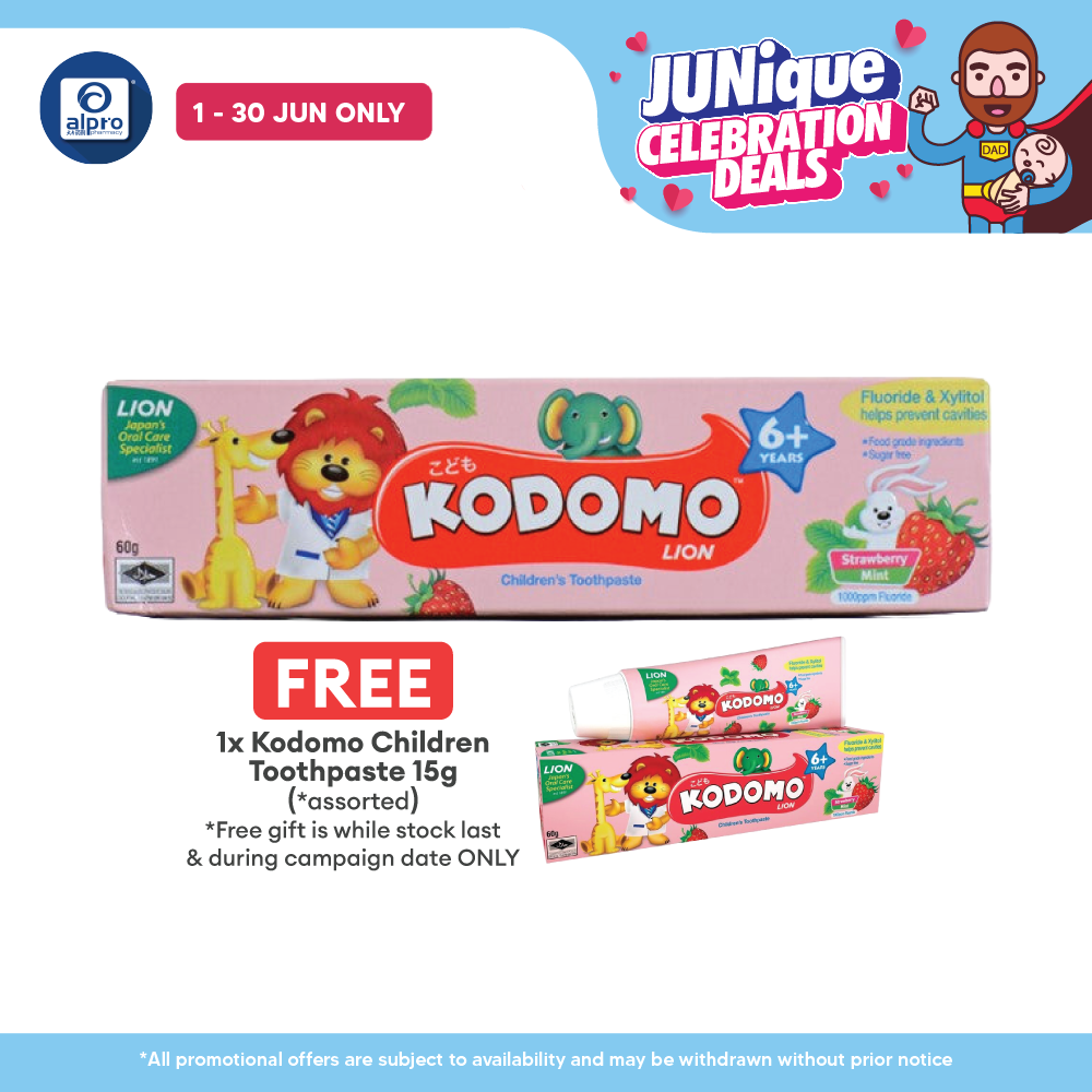 Kodomo Lion 6 Plus Strawberry Mint 60g | Restore Minerals & Repair Early Caries Kodomo