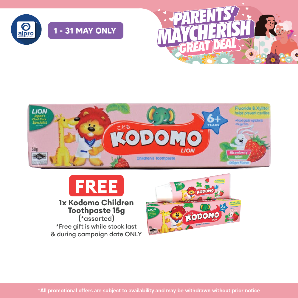 Kodomo Lion 6 Plus Strawberry Mint 60g | Restore Minerals & Repair Early Caries Kodomo
