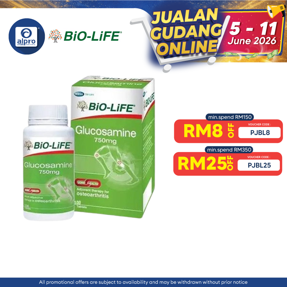 Bio-Life Glucosamine 750mg Tab 100s | Daily Supplement Bio-life