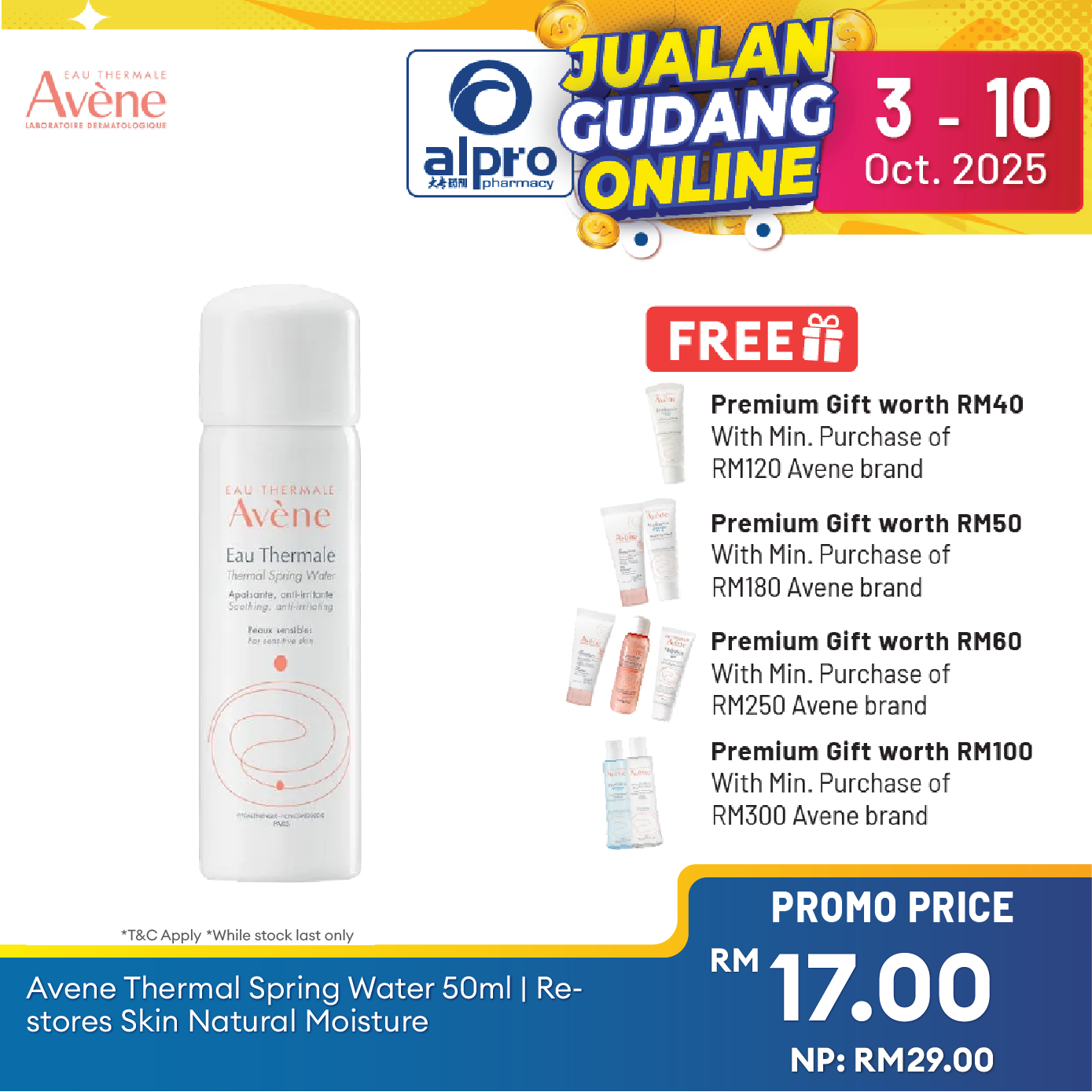 Avene Thermal Spring Water 50ml | Restores Skin natural Moisture Alpro Pharmacy