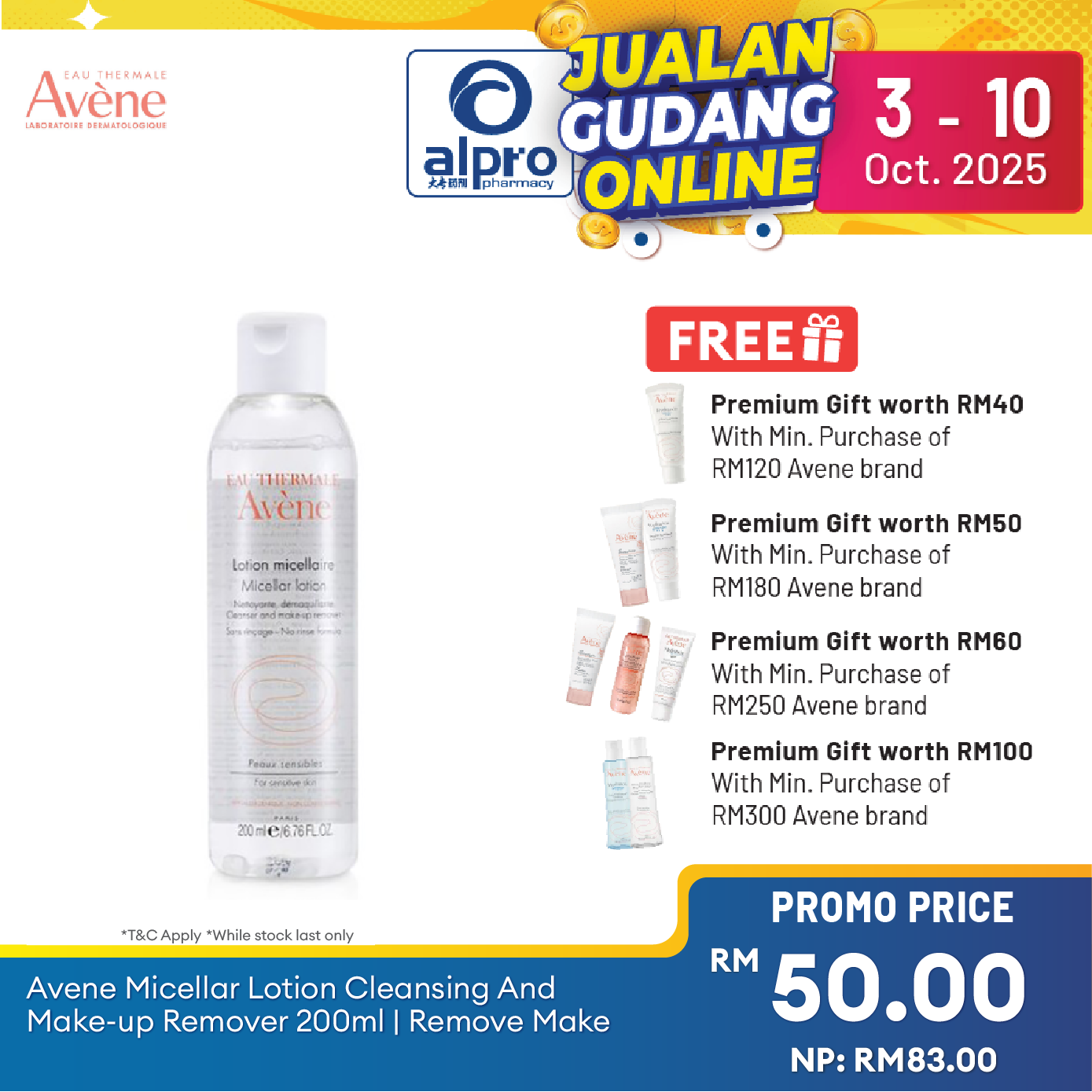 Avene Micellar Lotion Cleansing And Make-up Remover 200ml | Remove Make Up & reduce Blackheads Avene