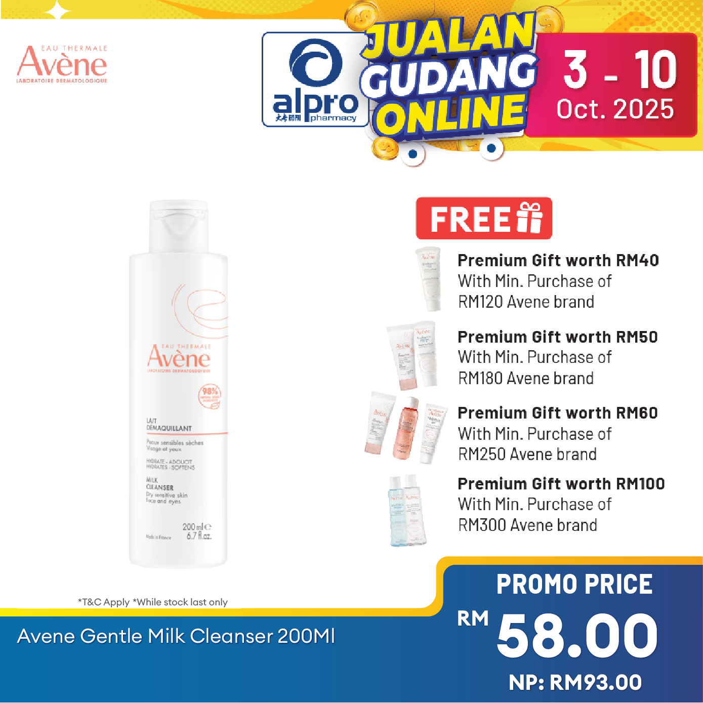 Avene Gentle Milk Cleanser 200ml | Remove Make Up & Reduce Blackheads Avene