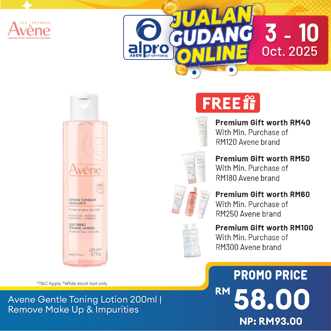 Avene Gentle Toning Lotion 200ml | Remove Make Up & Impurities Alpro Pharmacy