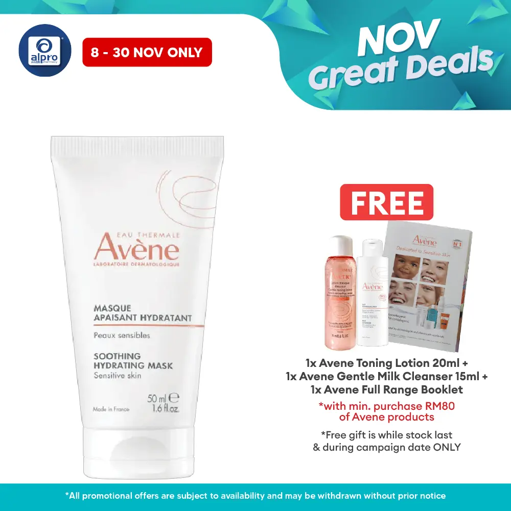Avene Soothing Radiance Mask 50ml | Restore Skin's Elasticity & Suppleness Alpro Pharmacy