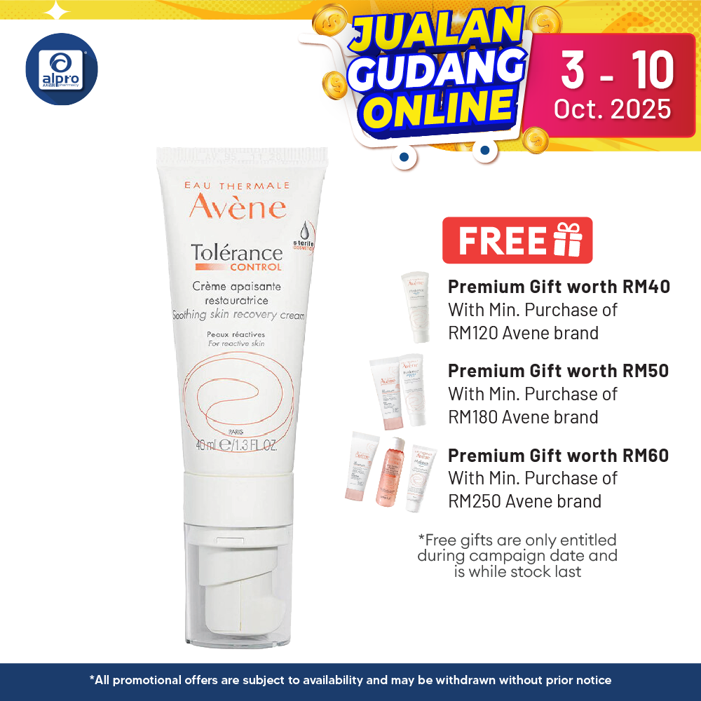 Avene Tolerance Control Soothing Skin Recovery Cream (CPI) 40ml | Hydrates Dry Sensitive Avene