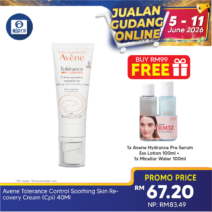Avene Tolerance Control Soothing Skin Recovery Cream (CPI) 40ml | Hydrates Dry Sensitive Avene