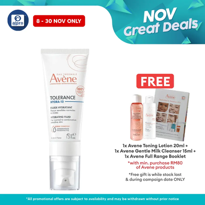 Avene Tolerance Hydra-10 Fluid 40mL | Fragrance Free/Moisturizer Alpro Pharmacy