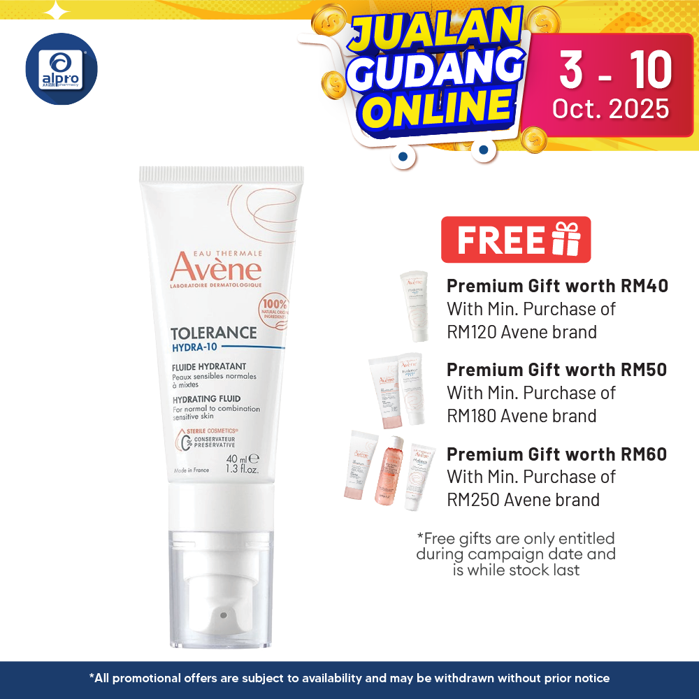 Avene Tolerance Hydra-10 Fluid 40mL | Fragrance Free/Moisturizer Alpro Pharmacy