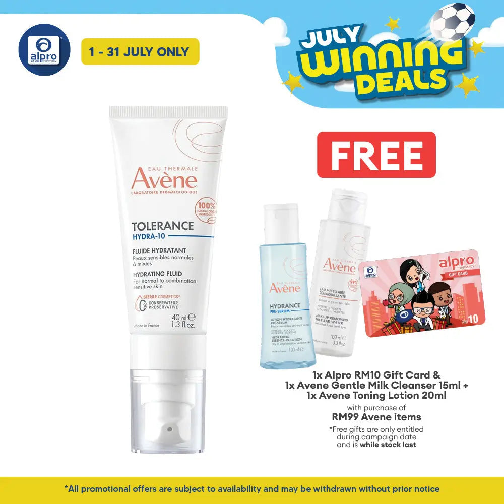 Avene Tolerance Hydra-10 Fluid 40mL | Fragrance Free/Moisturizer Avene