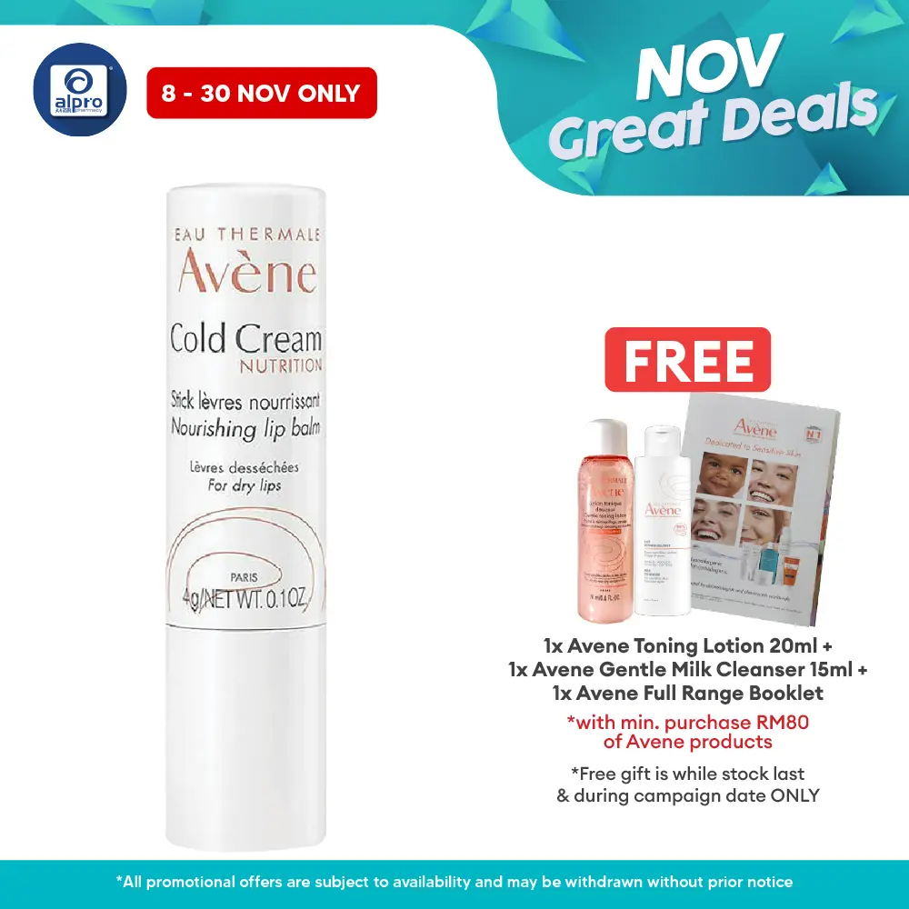 Avene Cold Cream Nourishing Lip Balm 4.5gm | Hydrates the Lips Alpro Pharmacy