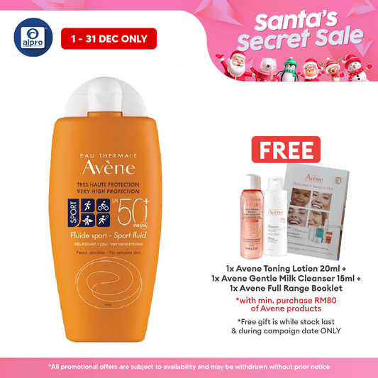 Avene Very High Protection Sport Fluid SPF 50+ 100ml | Ideal for Normal Sensitive Skin Avene