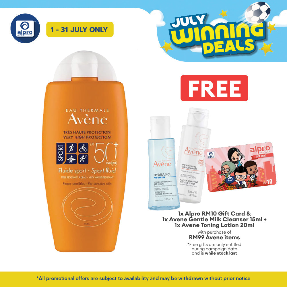Avene Very High Protection Sport Fluid SPF 50+ 100ml | Ideal for Normal Sensitive Skin Avene