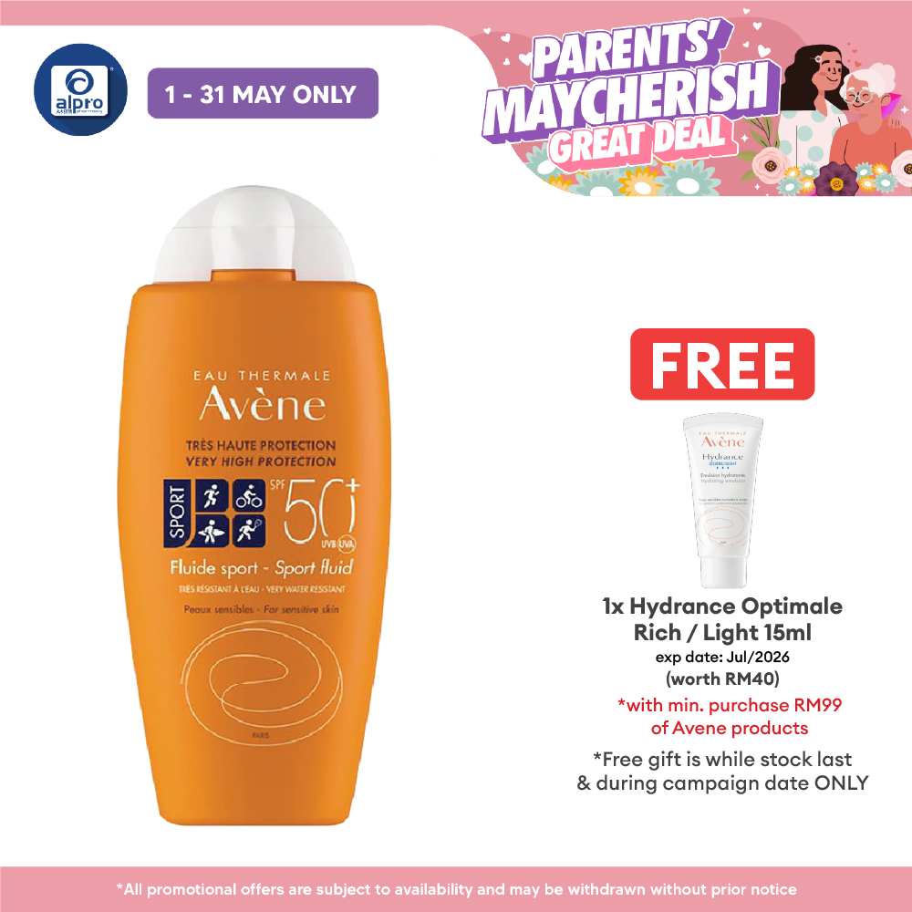 Avene Very High Protection Sport Fluid SPF 50+ 100ml | Ideal for Normal Sensitive Skin Avene