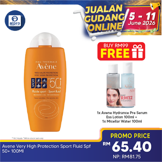 Avene Very High Protection Sport Fluid SPF 50+ 100ml | Ideal for Normal Sensitive Skin Avene