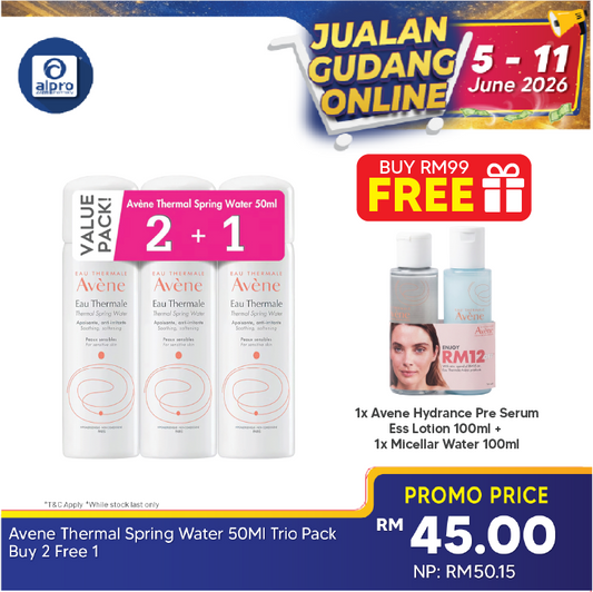 Avene Thermal Spring Water 50ml Trio Pack  Buy 2 Free 1 |  Excellent Source Of Hydration Avene