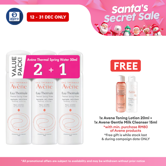 Avene Thermal Spring Water 50ml Trio Pack  Buy 2 Free 1 |  Excellent Source Of Hydration Avene