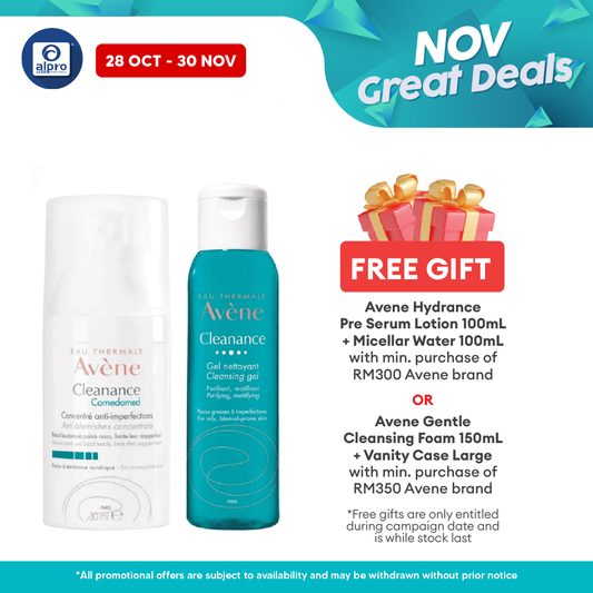 Avene Acne Fighting Set Bundle (Comedomed 30ml + Cleansing Gel Cleanser 100ml) Alpro Pharmacy