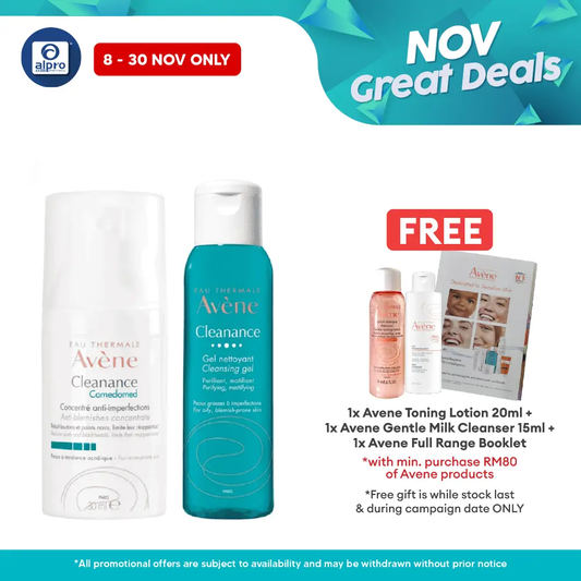Avene Acne Fighting Set Bundle (Comedomed 30ml + Cleansing Gel Cleanser 100ml) Alpro Pharmacy