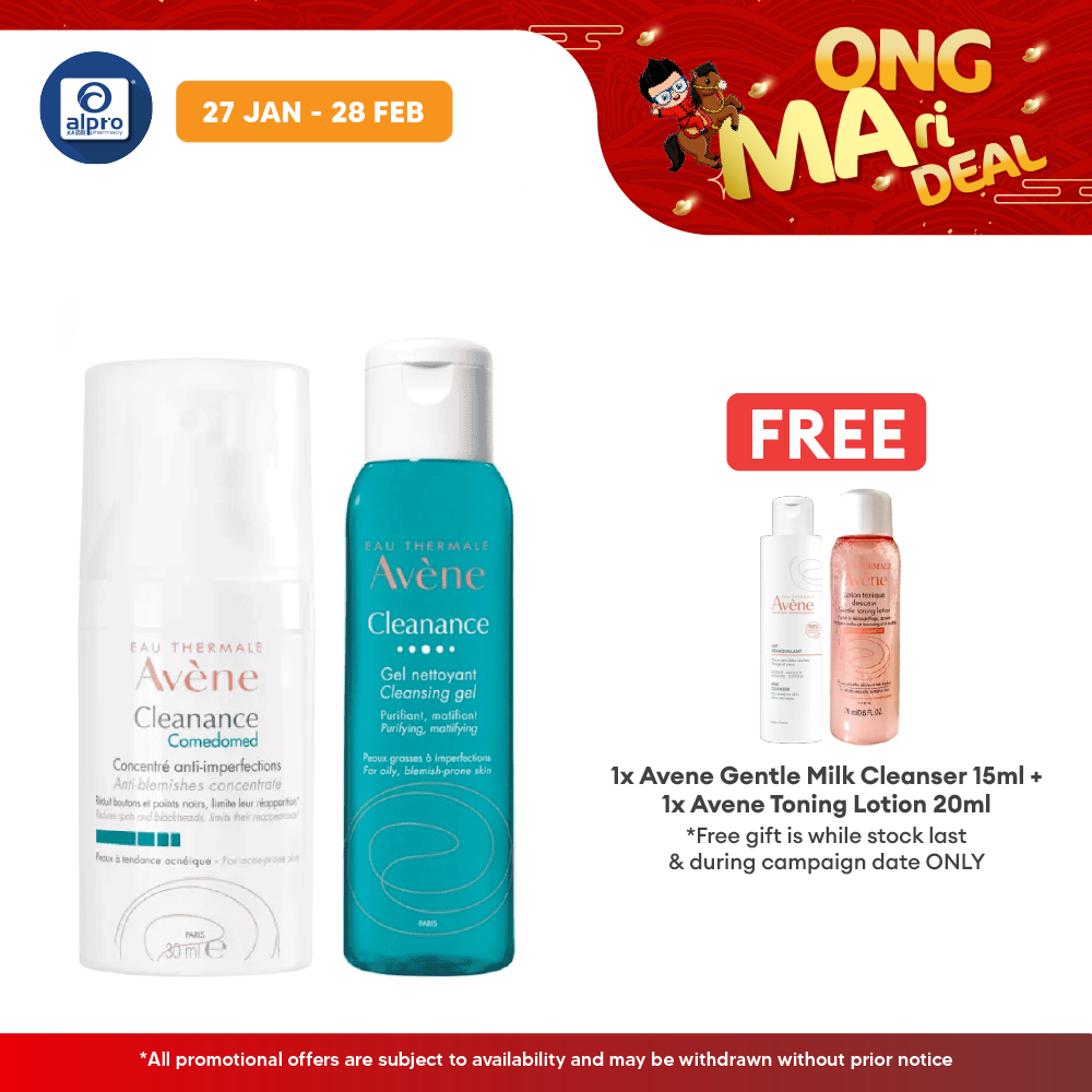 Avene Acne Fighting Set Bundle (Comedomed 30ml + Cleansing Gel Cleanser 100ml) Avene