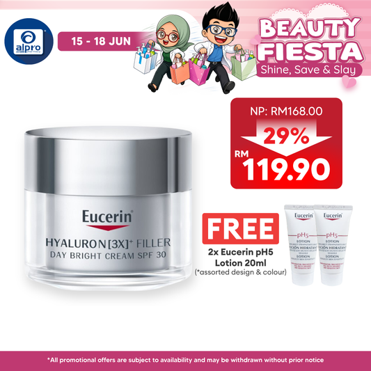 Eucerin Hyaluron Filler Day Bright Cream SPF30 50ml  (New) | Reduces Deep Wrinkle and Lines Eucerin