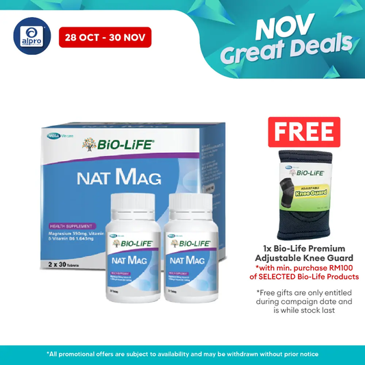 Bio-Life Nat Mag 2x30s | Maintain Muscle Function & Relieve General Tireness Alpro Pharmacy